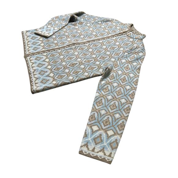 Pendleton 100% Merino Wool Cardigan Sweater Zip Front Pattern Size Medium VTG - Picture 7 of 10